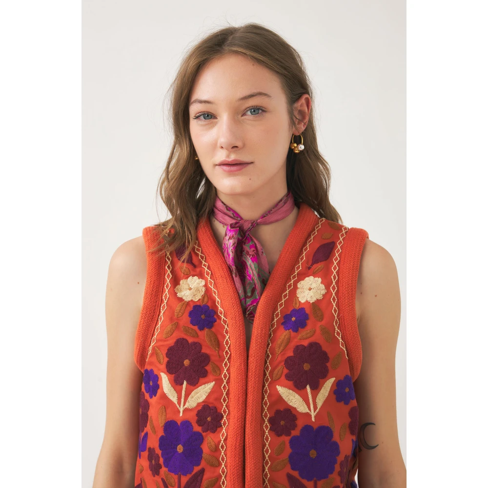 Antik batik Geborduurd mouwloos vest Tady Multicolor Dames