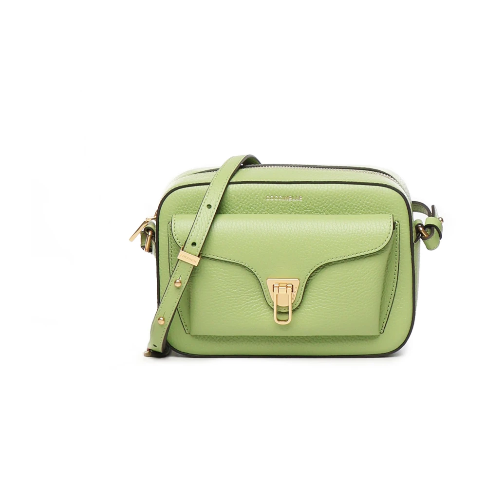 Coccinelle Leren tas met Plectrum sluiting Green Dames