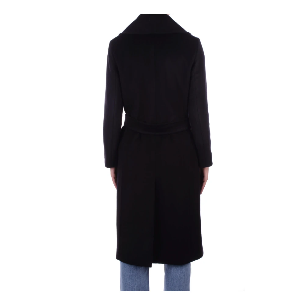 Max Mara Zwarte wollen jas met afneembare riem Black Dames