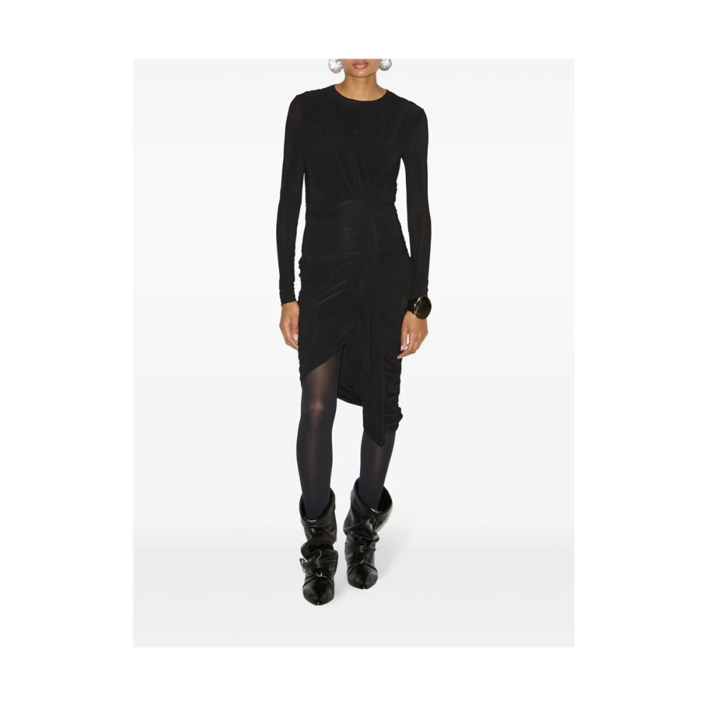 Isabel marant Zwarte Gedrapeerde Jurk met Geplooide Details Black Dames