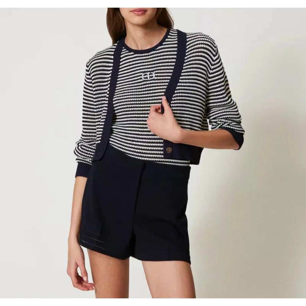 Twinset Gestreepte Vest en Top Set Blue Dames