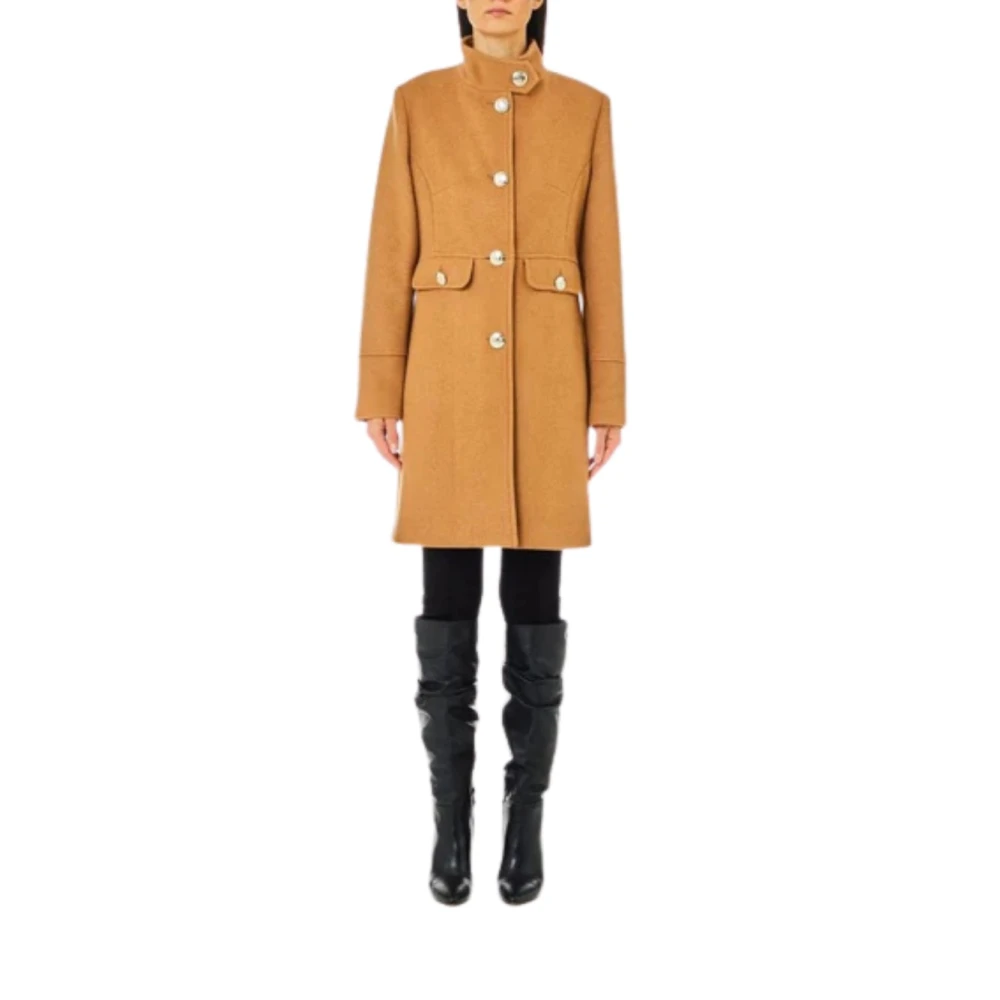Liu Jo Women's Brown Single-Breasted Coats, Xl, Basic Camel Coat