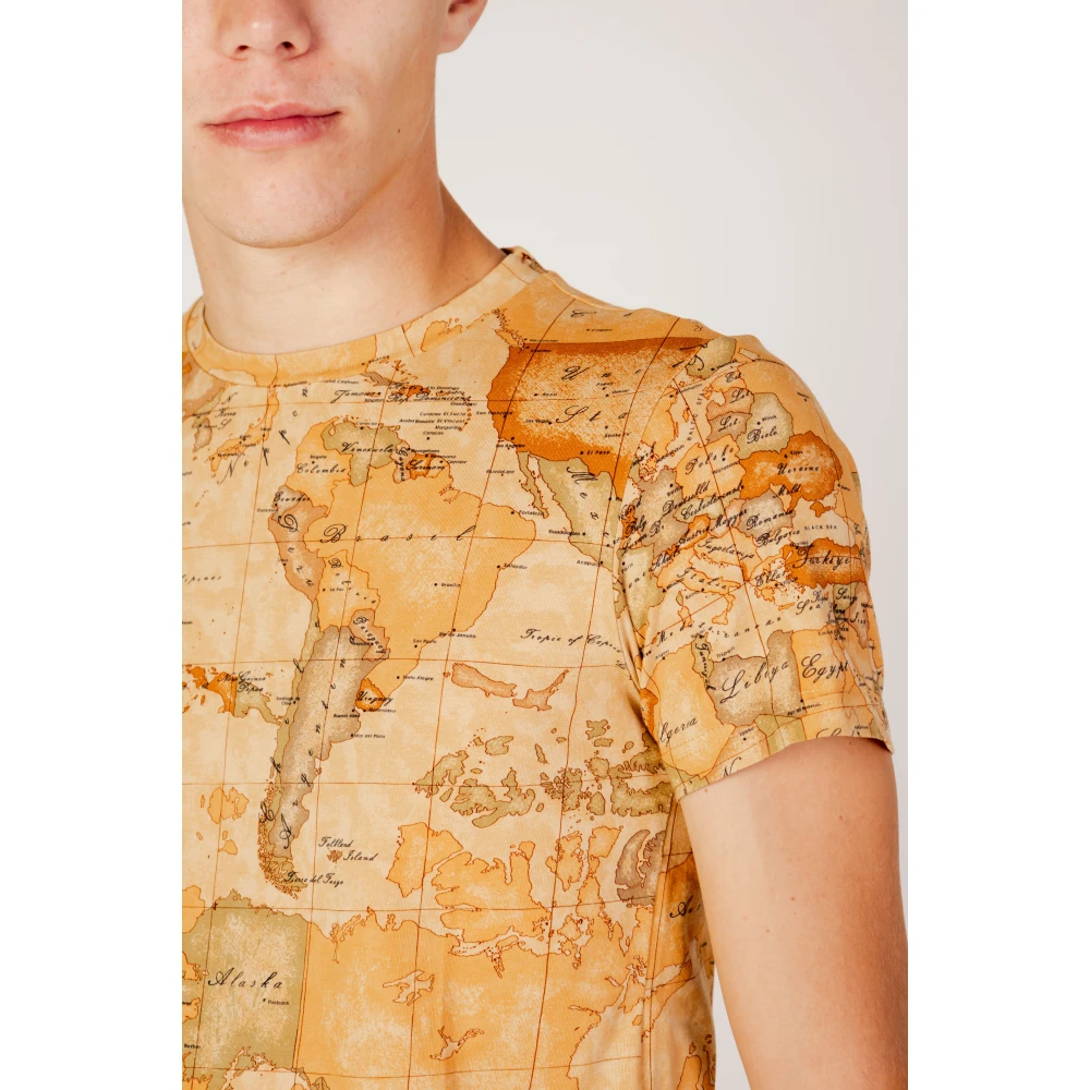 Alviero Martini 1a Classe Beige Bedrukt T-shirt Korte Mouwen Brown Heren