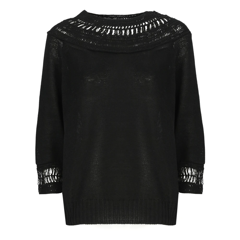 Y-3 Zwarte Katoenen Trui met Uitsparingen Black Dames