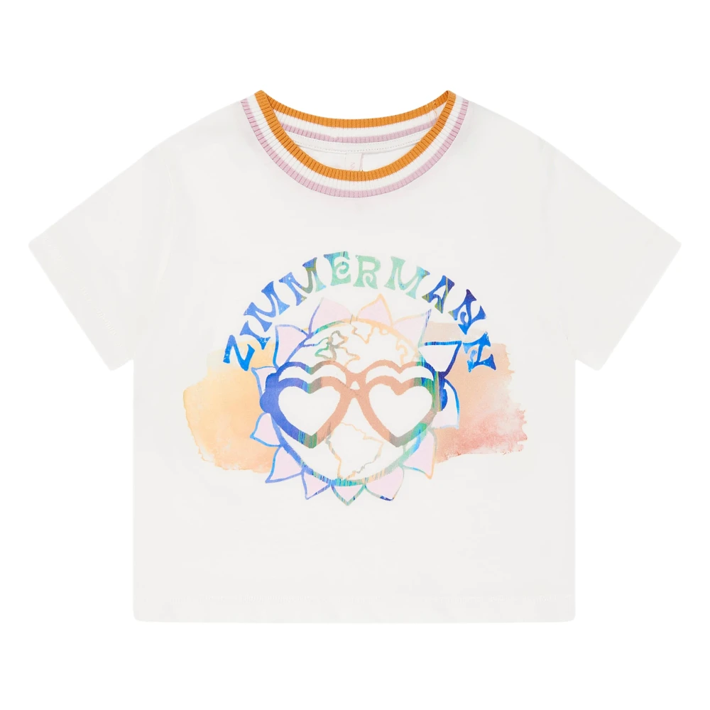 Zimmermann Girls Beige Cascadian Printed T-Shirt - Kids Short Sleeve T-Shirts - 2 Y - Kids