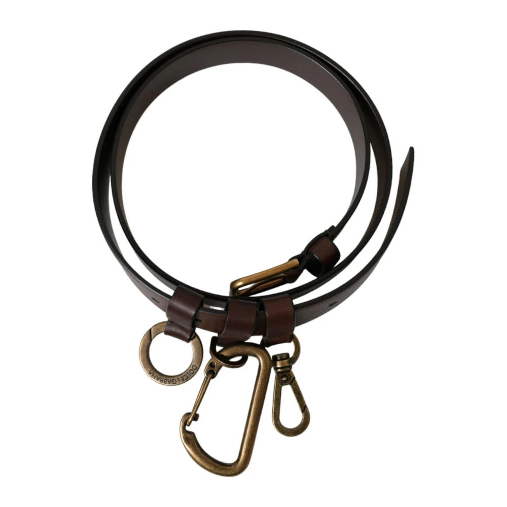 Dolce & Gabbana Gouden Gesp Leren Riem Stijlvolle Mannen Brown Heren