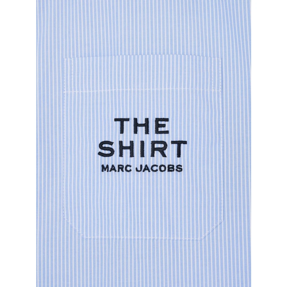 Marc Jacobs Blauw Gestreept Katoenen Overhemd met Logoborduursel Blue Dames
