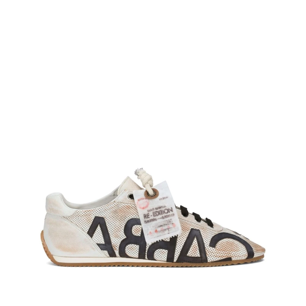 Dolce & Gabbana Men's White Shoes, Male,, Logo Print Trainers Size 10 Uk