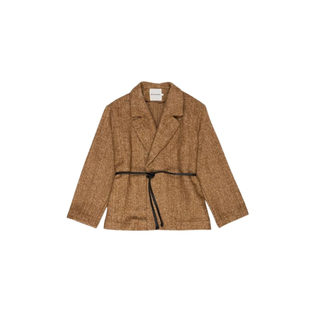 The New Society Oversized Double-Breasted Blazer Brown Dames