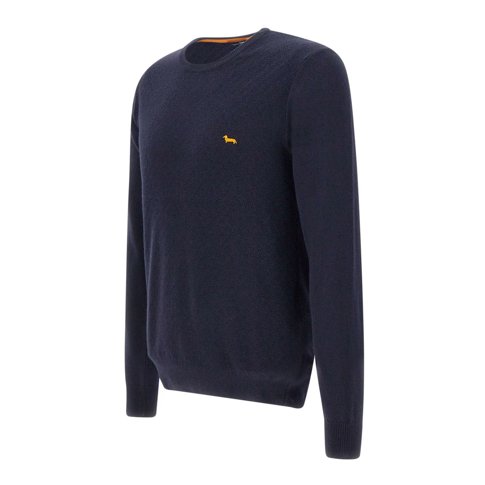 Harmont & Blaine Heren trui van wol navy blauw lange mouwen Blue Heren