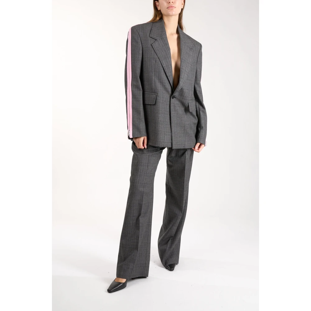 Msgm Geruite wollen palazzo broek Gray Dames