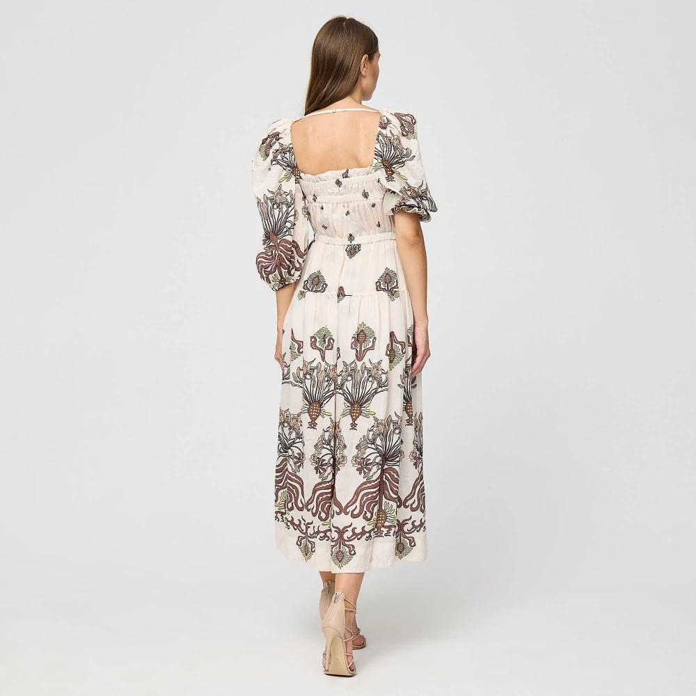 Sabina Musayev Midi jurk met etnisch patroon Beige Dames