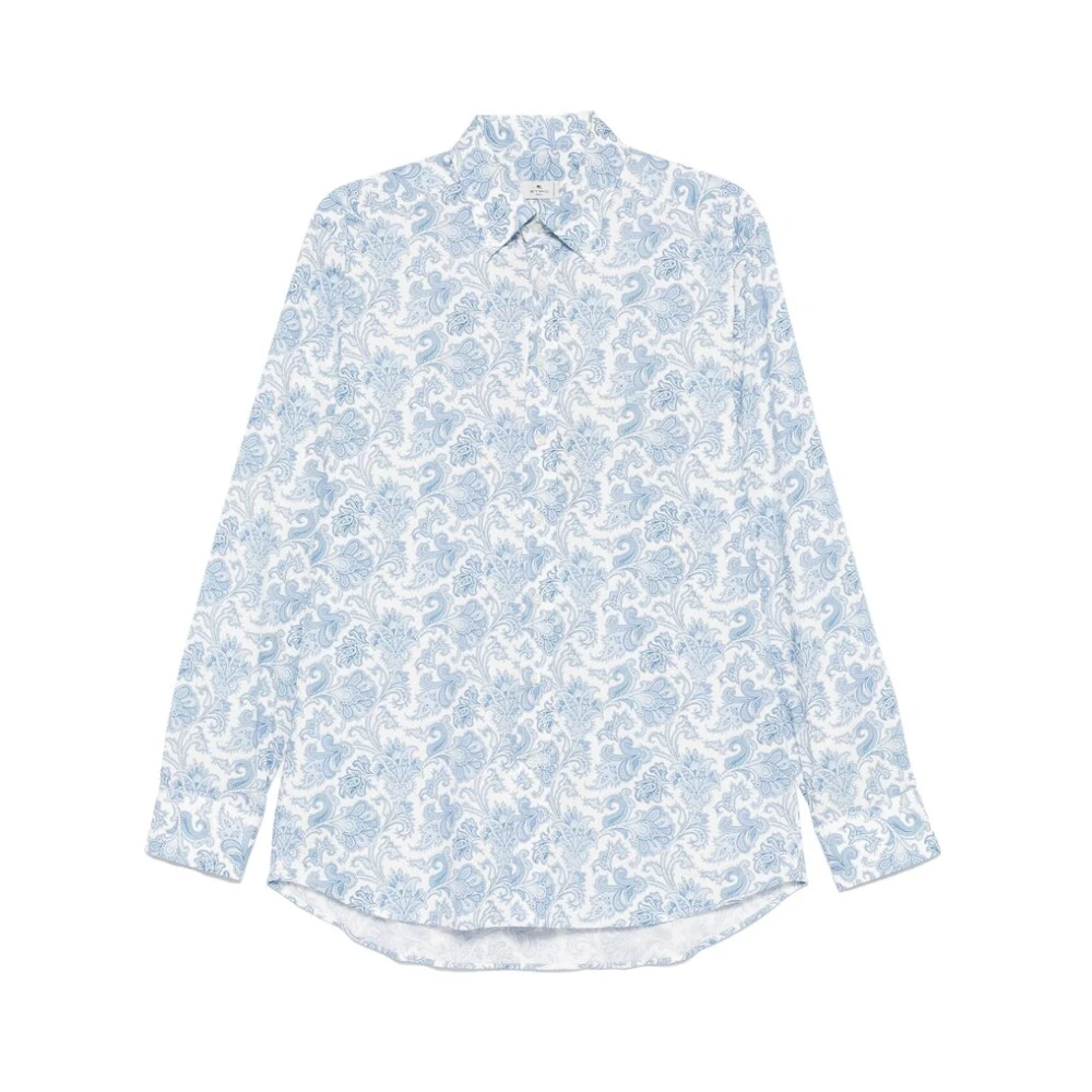 ETRO Lichtblauwe Button-Down Shirt met Pegaso Motif Blue Heren