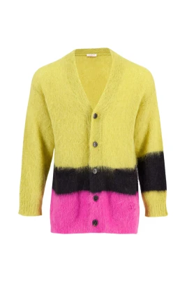 Randig Mohair Blandning V-ringad Kofta