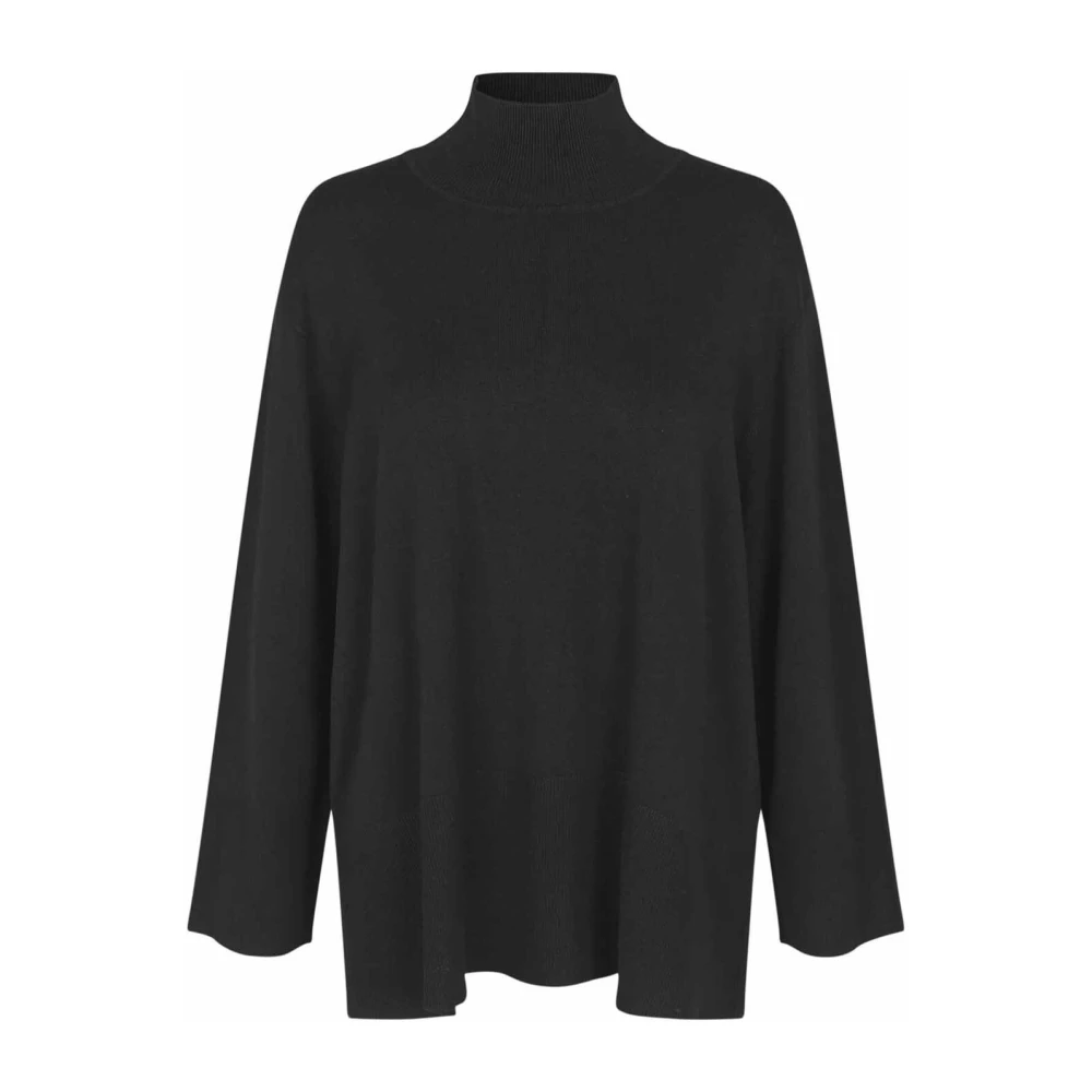 Masai Zwarte Gebreide Top met Hoge Hals Black Dames