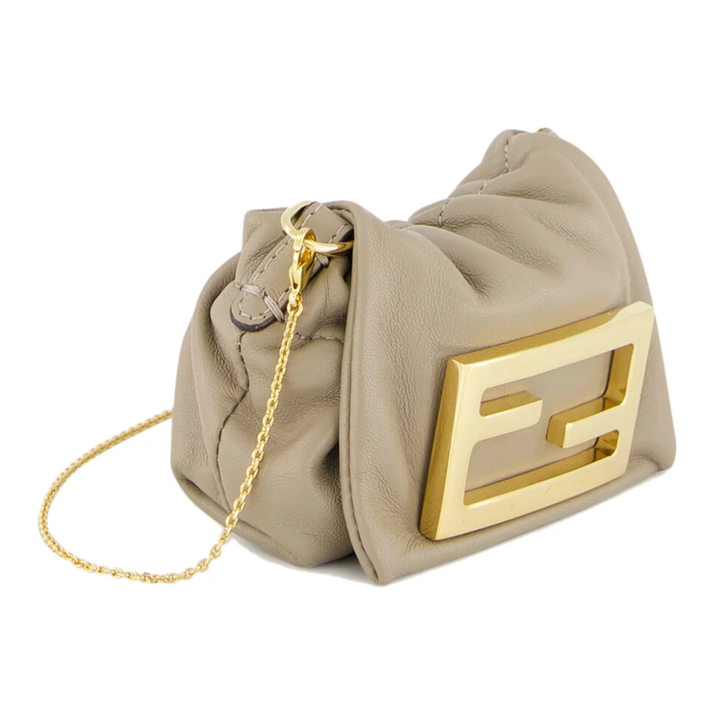 Fendi Grijze Leren Crossbody Tas met FF Sluiting Gray Dames