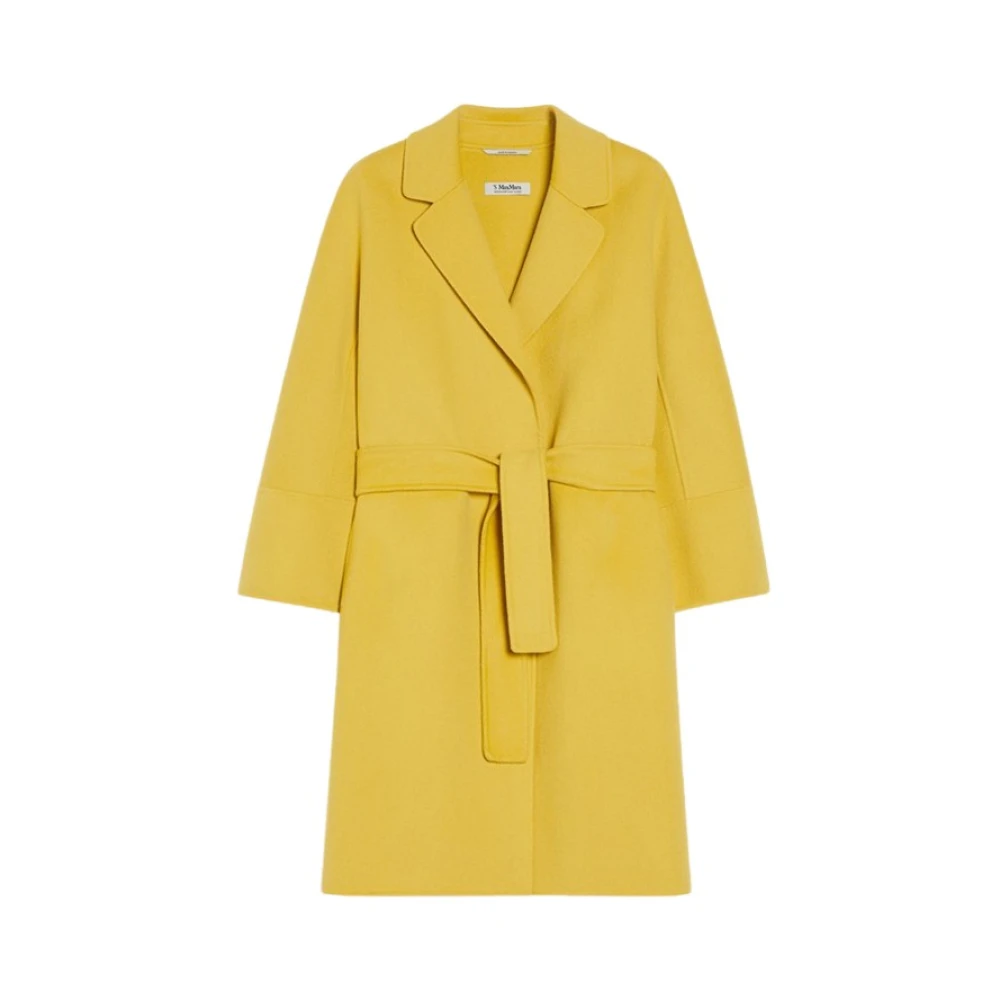 Max Mara Korte jas van zuivere wol wijde snit Yellow Dames