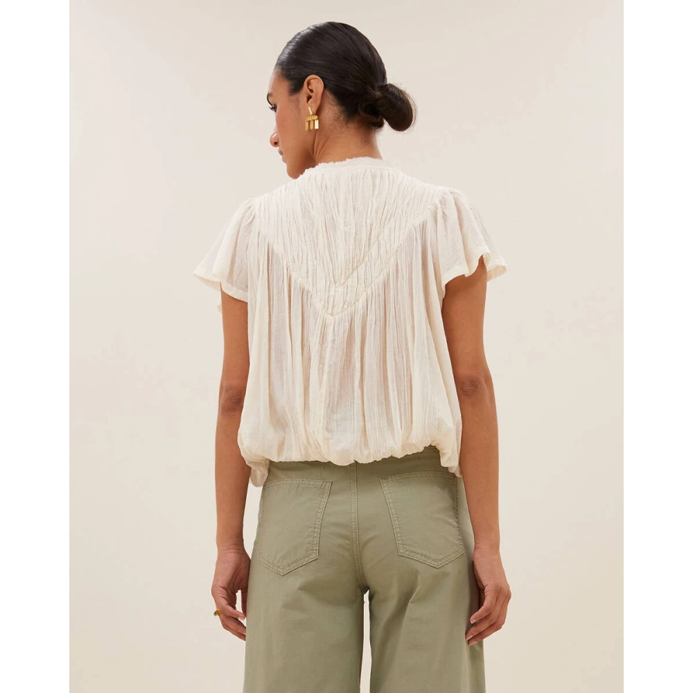 By-Bar Korte Mouw Olav Blouse White Dames