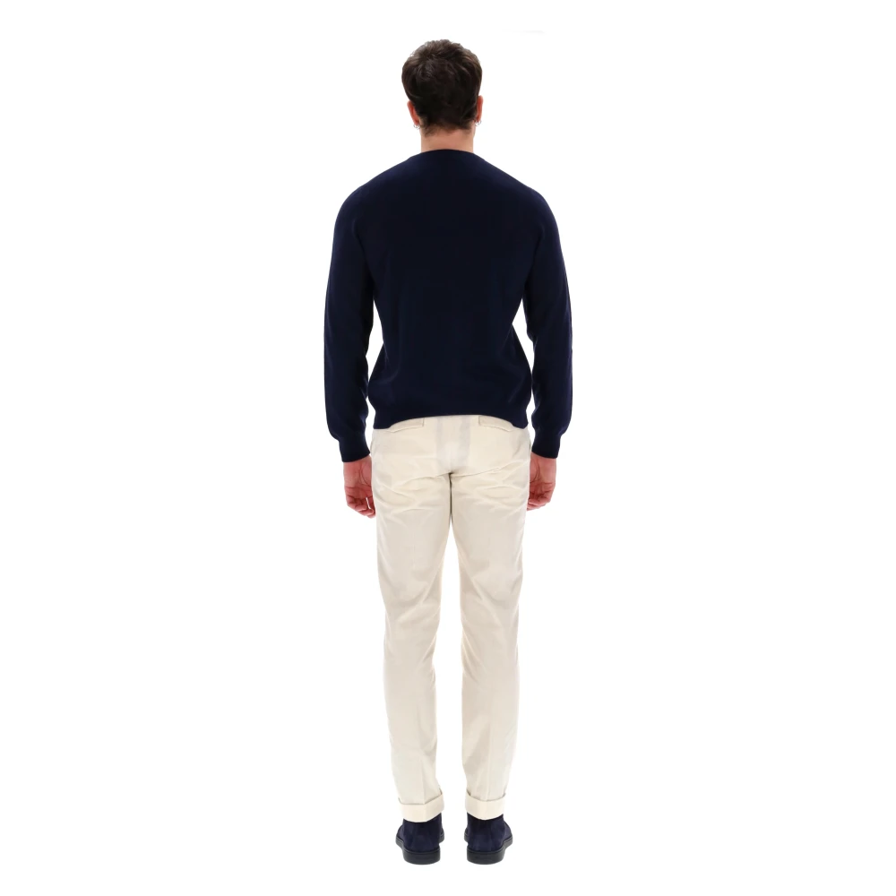 Barba Blauwe Ronde Hals Wol-Kasjmier Trui Blue Heren