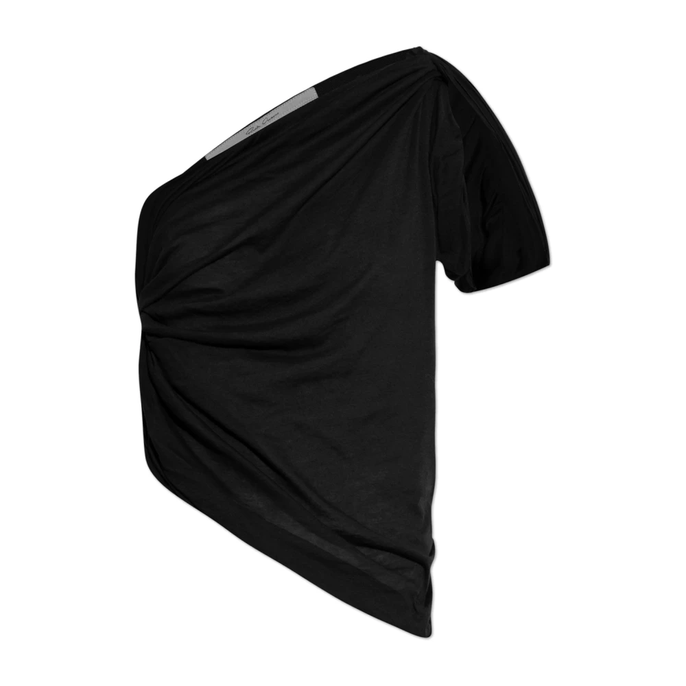 Rick Owens Twisted One Shoulder Top Black Dames