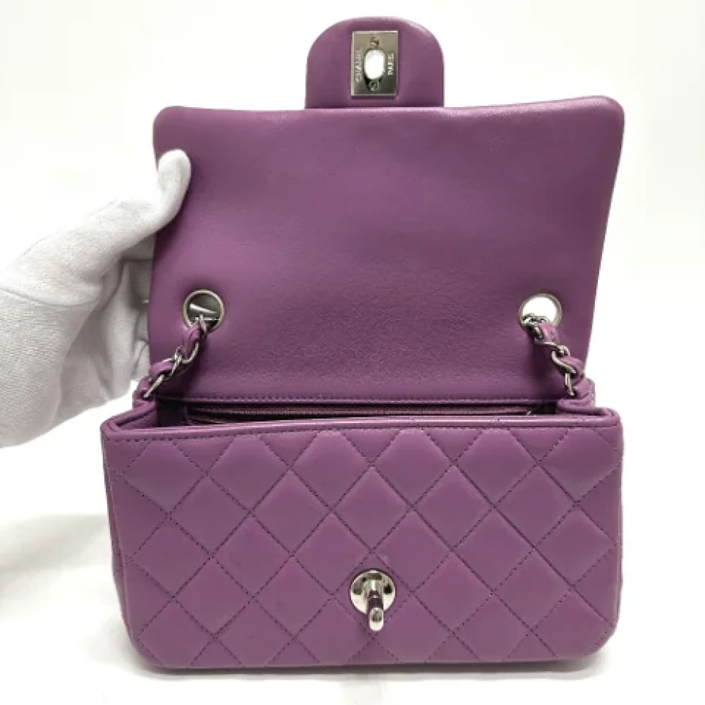 Chanel Vintage Pre-owned Leather chanel-bags Purple Dames