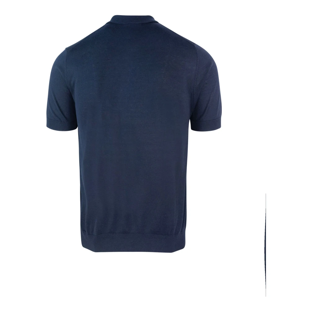 Paolo Pecora Blauw Poloshirt Geribbelde Kraag Blue Heren