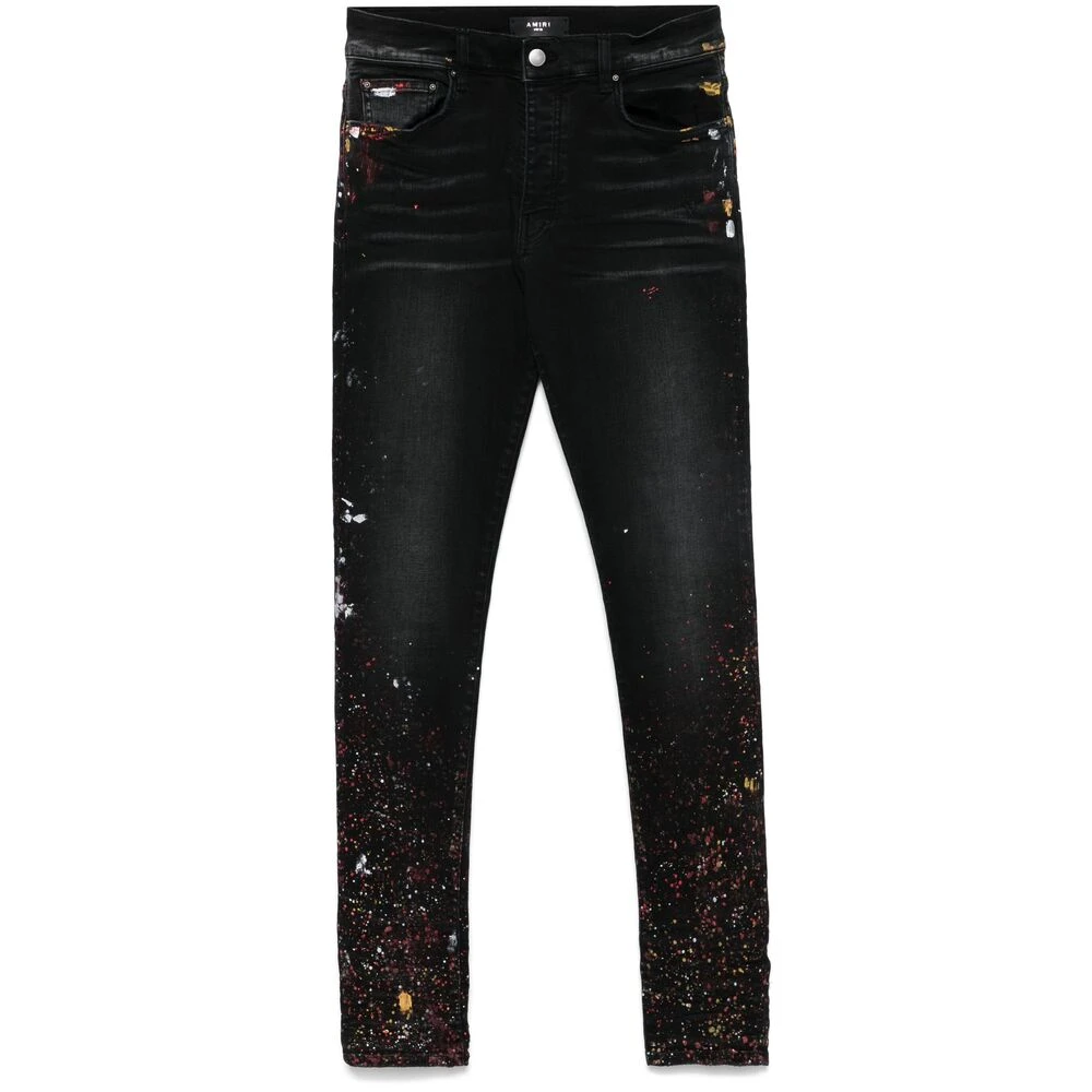 Amiri Zwarte Verfspatten Klassieke Jeans Black Heren