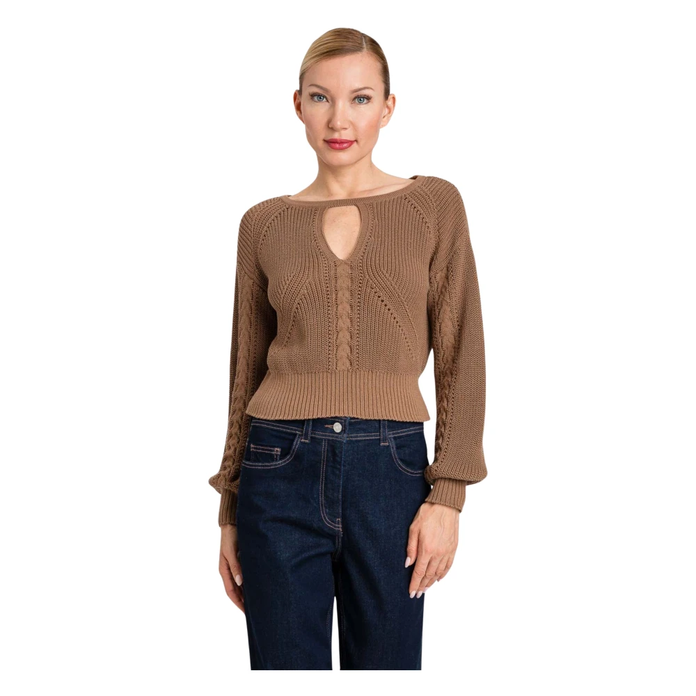 Twinset Katoenen Gebreide Set Brown Dames