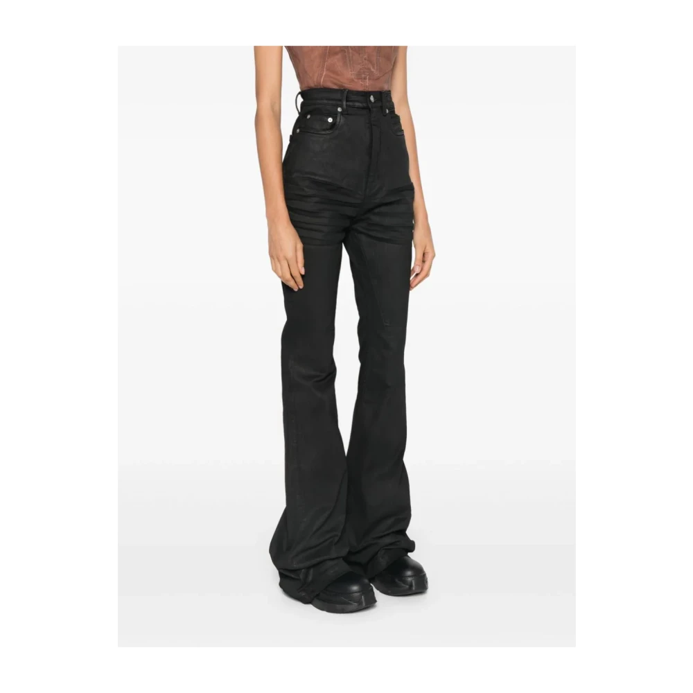 Rick Owens Zwarte High Waisted Slim Fit Jeans Black Dames