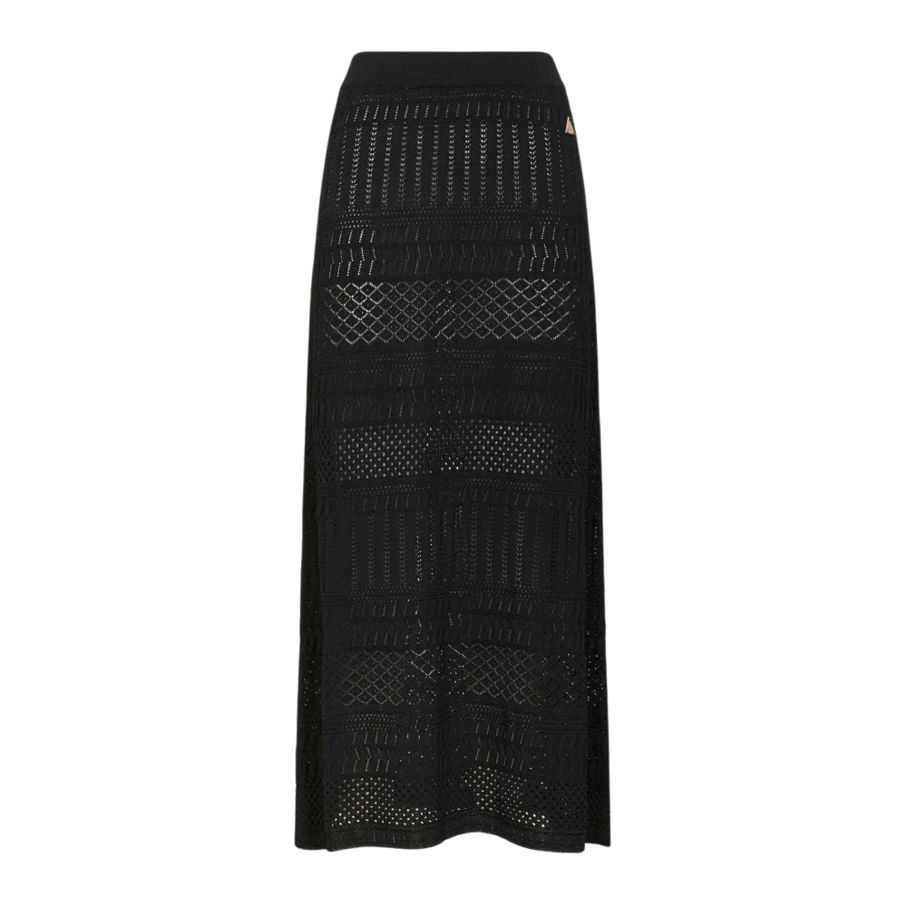 Akep Vrouw Zwart Rokken Dames, Xl, Lange Opengebreide Rok