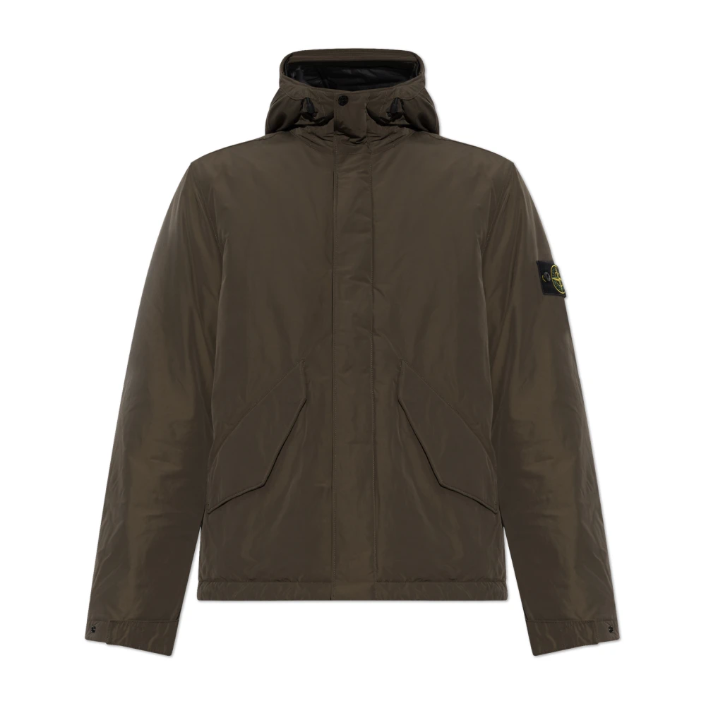 Stone Island Hooded Jacket - Male - Light Jackets - Brown - S - Jackets - Image 3