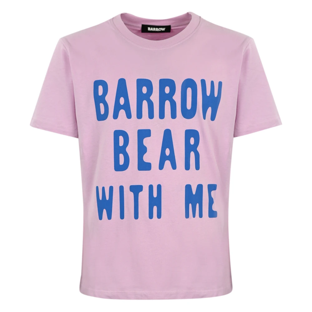 Barrow Katoenen T-shirt met Berenprint Pink Heren