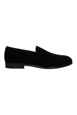 Svarta Velvet Slip-On Loafers