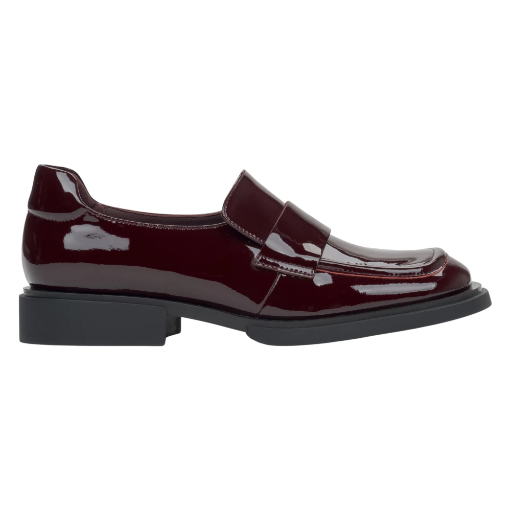 Estro Kvinnors Burgundy Loafers tillverkade av Patent Äkta Läder Red, Dam