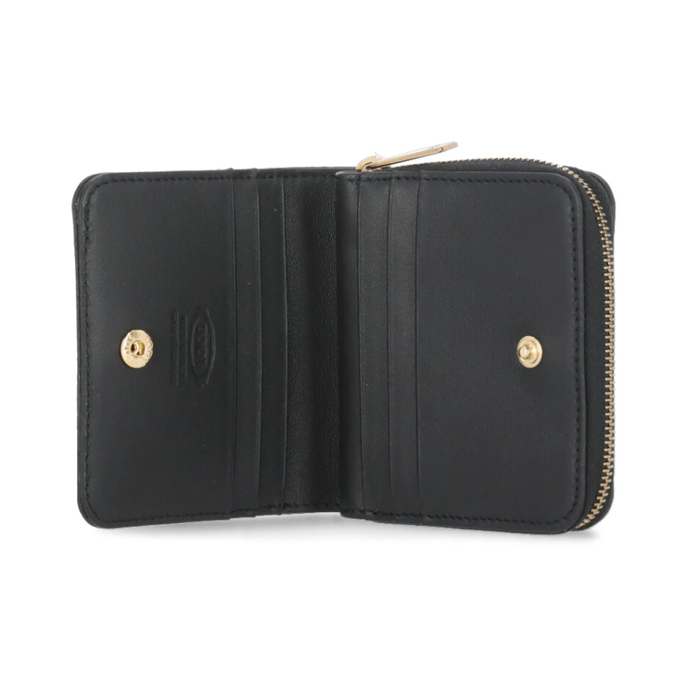 TOD'S Heren leren portemonnee met logo Black Dames