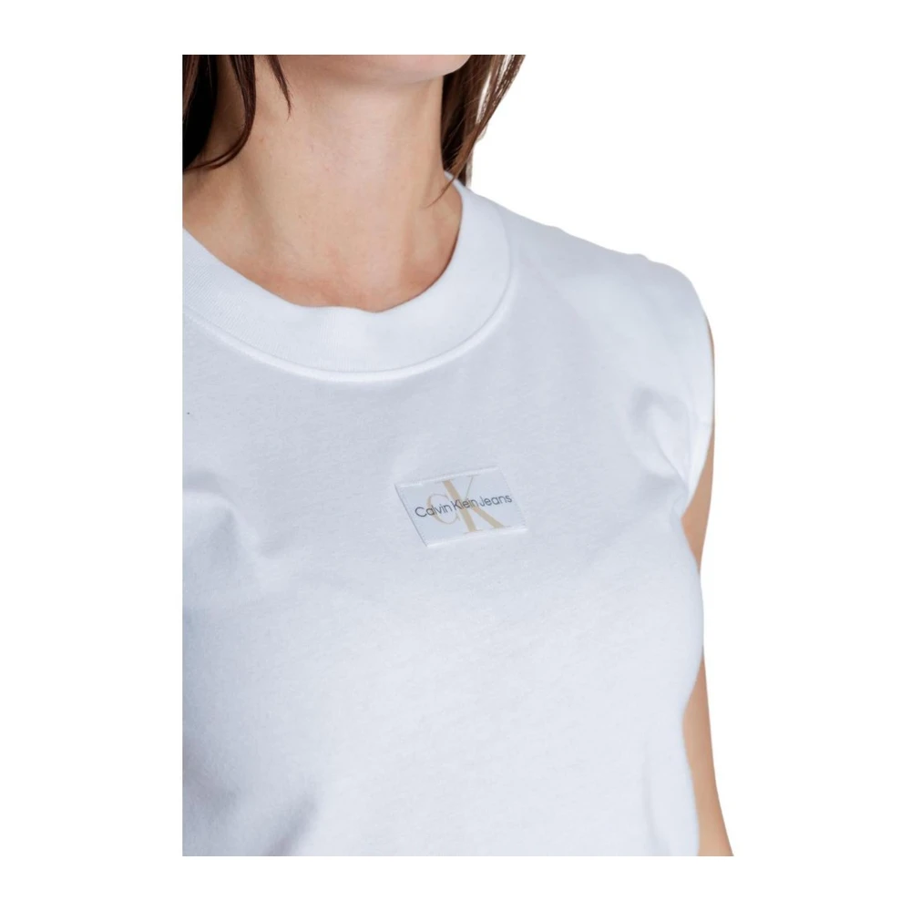Calvin Klein Jeans Katoenen Korte Mouw T-shirt Dames Herfst Winter White Dames