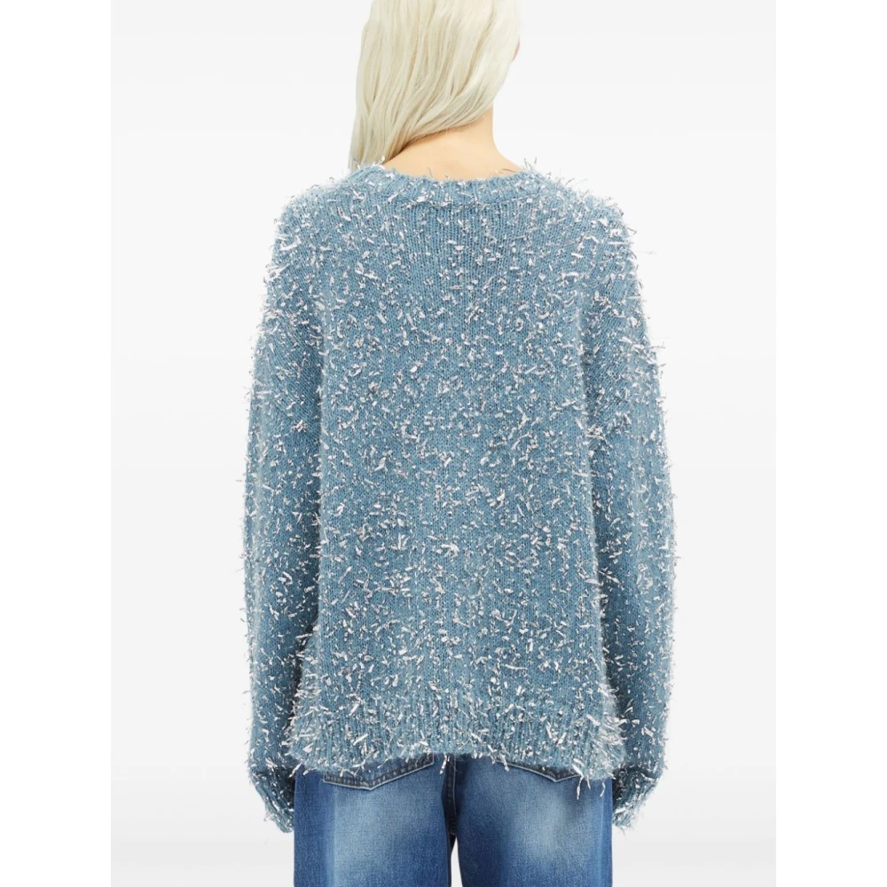 Msgm Blauwe Katoenen Trui met Raffeldetails Blue Dames