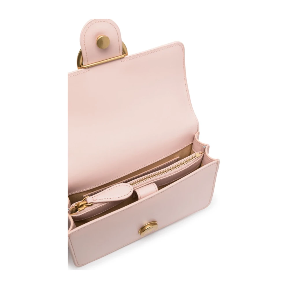 pinko Lichtroze Leren Tas met Decoratieve Stiksels Pink Dames