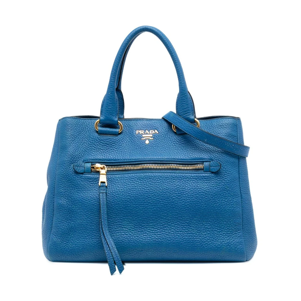 Prada Vintage Women's Blue Vintage Handbags, One Size, Pre-Owned Leather Satchel