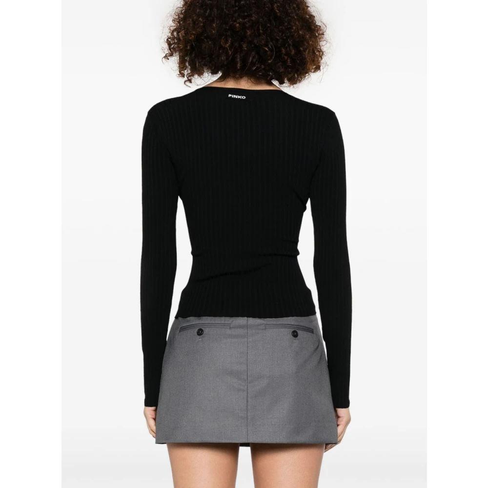 pinko Zwarte viscose polyester trui Black Dames