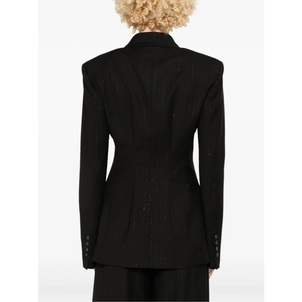 Andamane Zwart Gestreepte Blazer Dubbel-Breasted Jas Black Dames