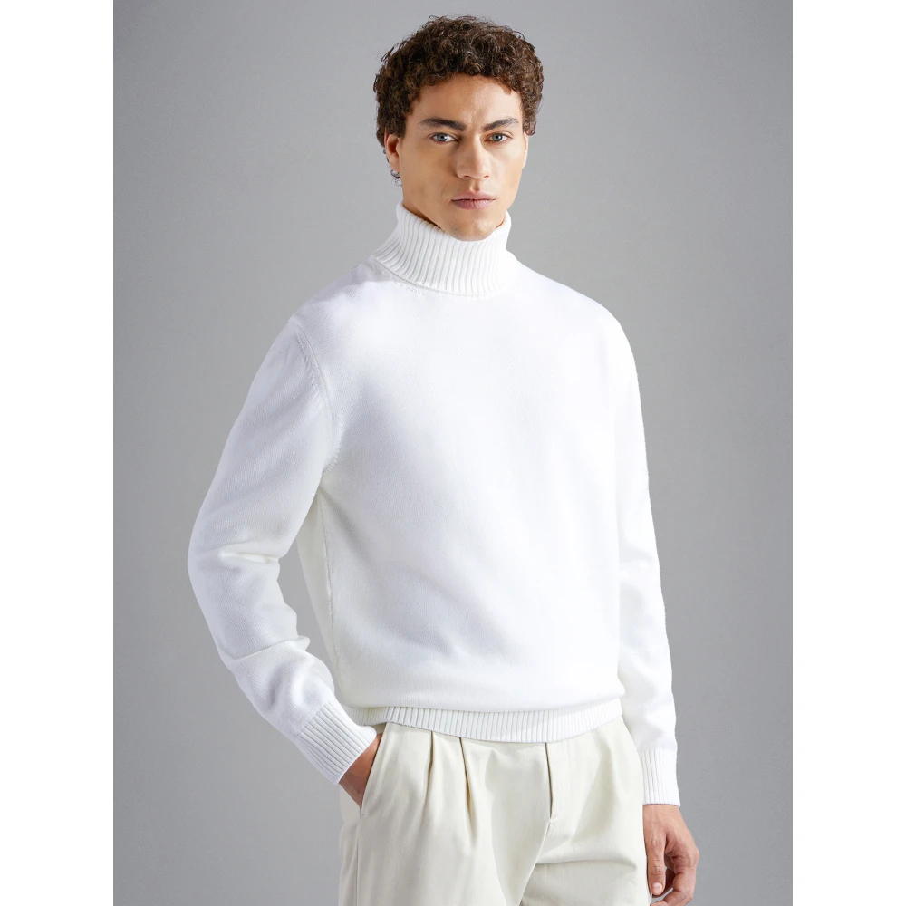 PAUL & SHARK Wollen Dolcevita Trui in Wit White Heren