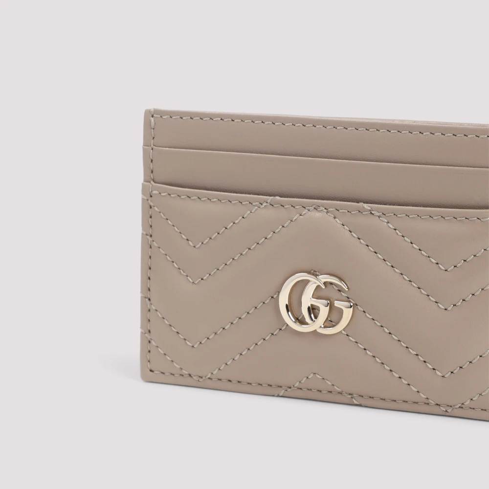 Gucci Matelassé Leren Kaarthouder Beige Dames
