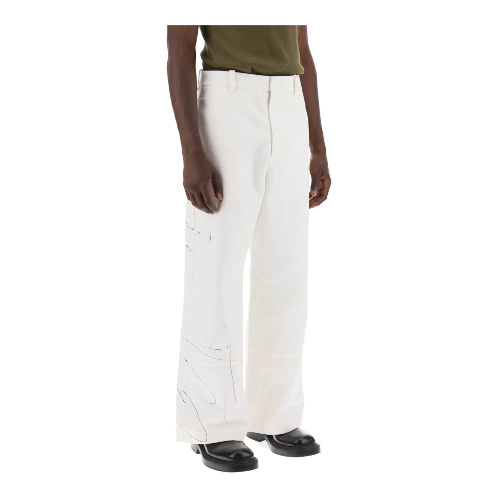 Oamc Scribble Wijde Broek White Heren