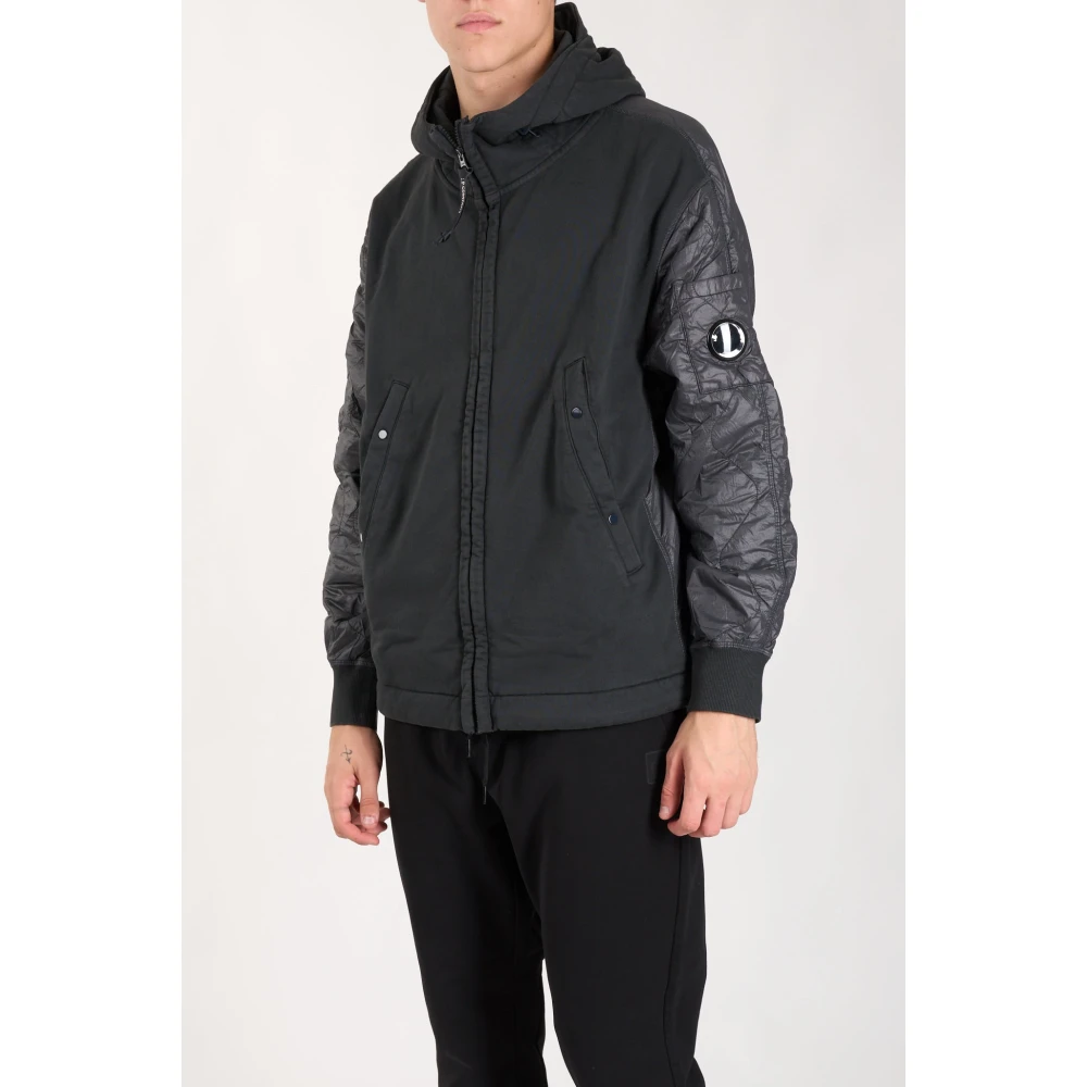 C.P. Company Gewatteerde Gemengde Hoodie met Rits Gray Heren