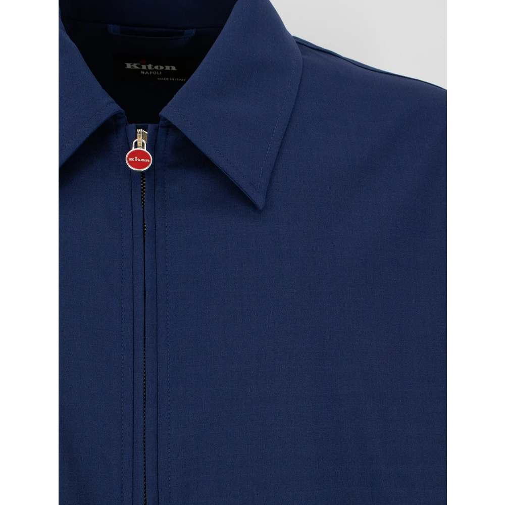 Kiton Klassieke Wolmix Ritsjas Blue Heren