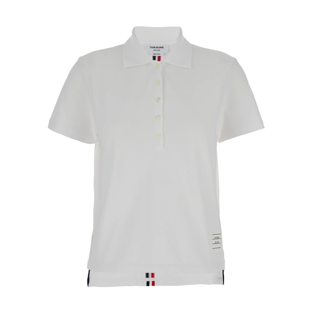 Thom Browne Polo met RWB-streep in relaxte pasvorm White Dames