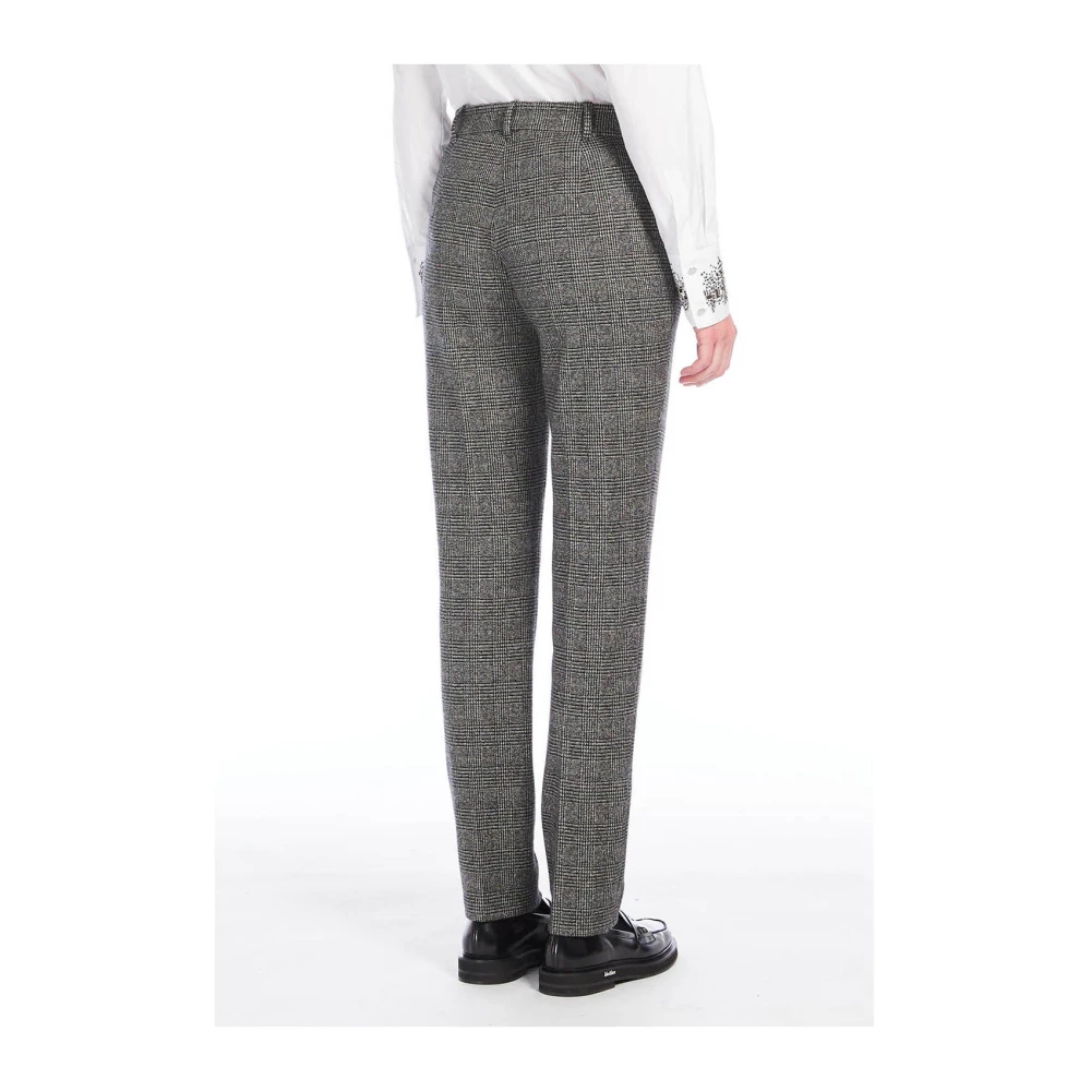 Max Mara Elegante Rechte Broek in Prince of Wales Gray Dames