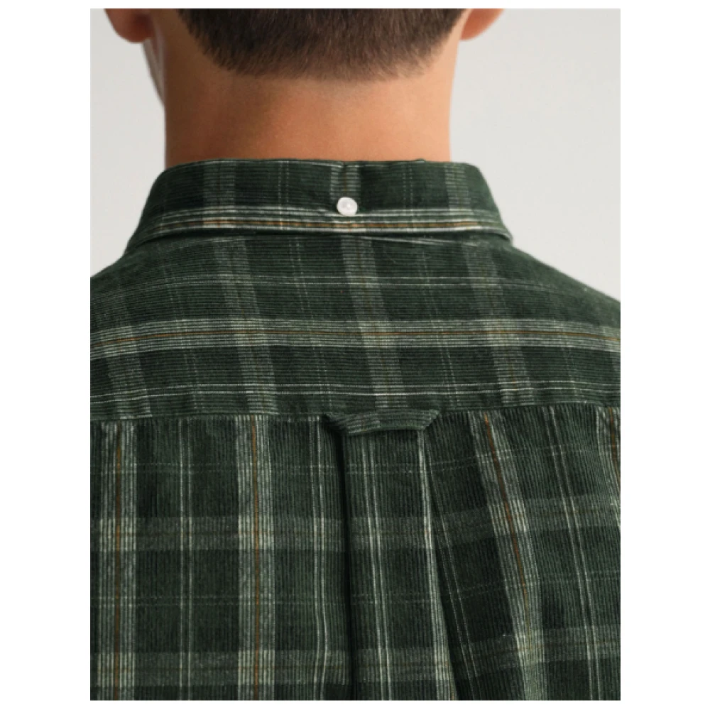 Gant Reguliere Fluweel Schotse Overhemd Green Heren