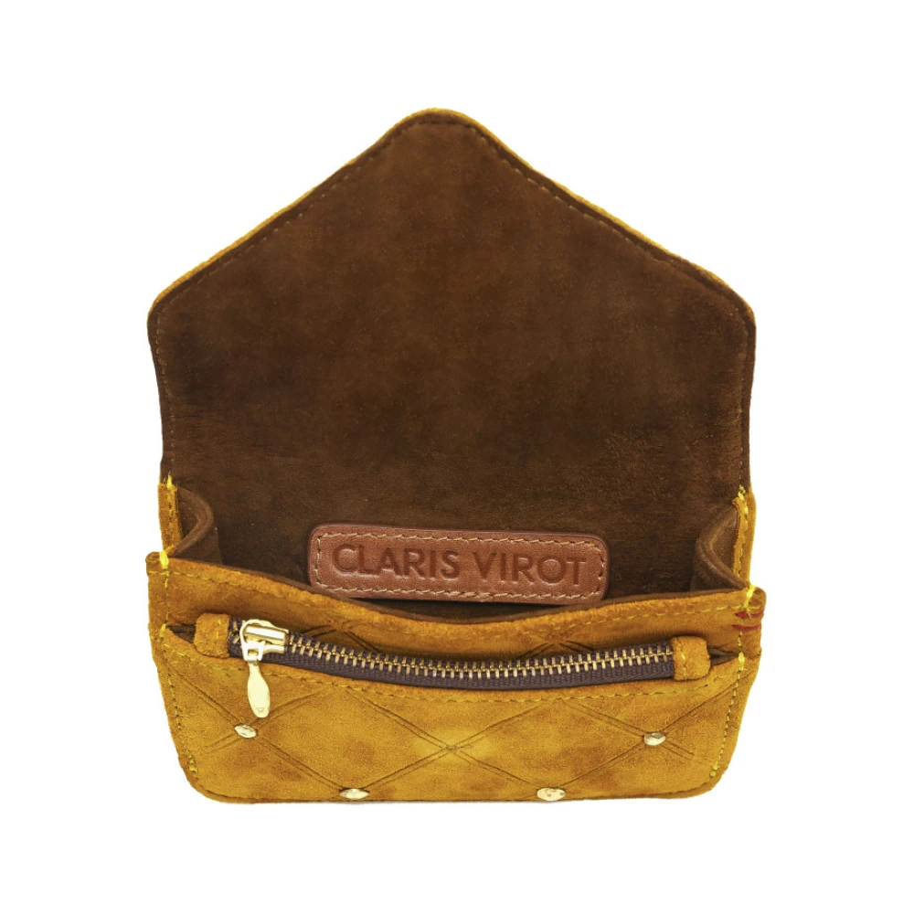 Claris Virot Amber Suède Enveloppe Kaarthouder Brown Dames